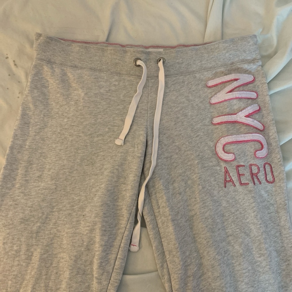 Aeropostale Gray and Pink Sweatpants Relaxed Fit